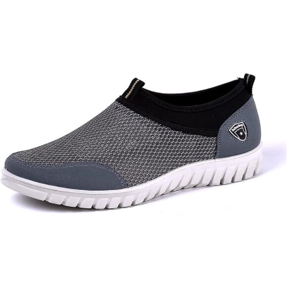 Men's Grey Breathable Casual Loafers Mesh Summer Lightweight Slip-on Shoes - Picture 1 of 6